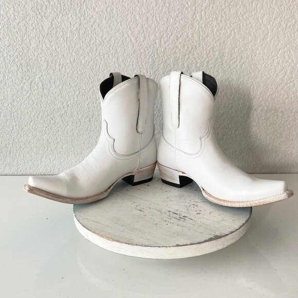 Lane EMMA JANE Womens Cowboy Bootie 7.5 White Western Cowgirl Short Ankle Boots - Picture 7 of 11